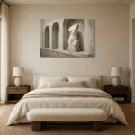 Arched Torso Sculptural Nude Wall Art Canvas Print showcased in an elegant minimalist interior