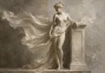 Flowing Drapery Figure Sculptural Nude Wall Art Canvas Print