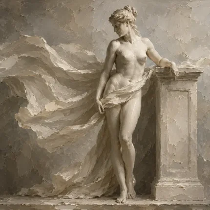 Flowing Drapery Figure Sculptural Nude Wall Art Canvas Print