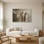 Flowing Drapery Figure Sculptural Nude Wall Art Canvas Print styled in a refined neutral interior