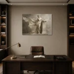 Flowing Drapery Figure Sculptural Nude Wall Art Canvas Print displayed in a contemporary gallery-inspired room