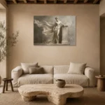 Flowing Drapery Figure Sculptural Nude Wall Art Canvas Print presented in a sophisticated home setting