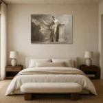 Flowing Drapery Figure Sculptural Nude Wall Art Canvas Print showcased in an elegant minimalist interior
