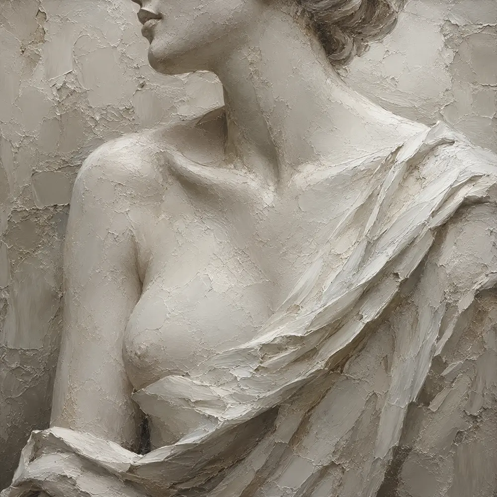 Draped Shoulder Study Sculptural Nude Wall Art Canvas Print