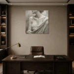 Draped Shoulder Study Sculptural Nude Wall Art Canvas Print displayed in a contemporary gallery-inspired room