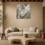 Draped Shoulder Study Sculptural Nude Wall Art Canvas Print presented in a sophisticated home setting