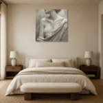 Draped Shoulder Study Sculptural Nude Wall Art Canvas Print showcased in an elegant minimalist interior
