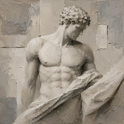 Draped Male Torso Sculptural Nude Wall Art Canvas Print