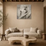 Draped Male Torso Sculptural Nude Wall Art Canvas Print presented in a sophisticated home setting
