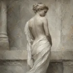 Draped Back Figure Sculptural Nude Wall Art Canvas Print