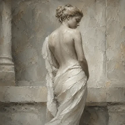 Draped Back Figure Sculptural Nude Wall Art Canvas Print