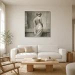 Draped Back Figure Sculptural Nude Wall Art Canvas Print styled in a refined neutral interior