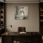 Draped Back Figure Sculptural Nude Wall Art Canvas Print displayed in a contemporary gallery-inspired room