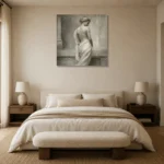 Draped Back Figure Sculptural Nude Wall Art Canvas Print showcased in an elegant minimalist interior