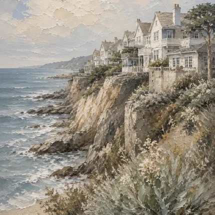 Cliffside Coastal Homes Coastal Wall Art Canvas Print