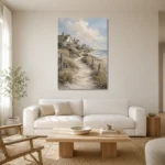 Sandy Dune Path Coastal Wall Art Canvas Print styled in a refined neutral interior