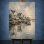 Seaside Harbor Village Coastal Wall Art Canvas Print - Image 2