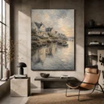 Seaside Harbor Village Coastal Wall Art Canvas Print - Image 3