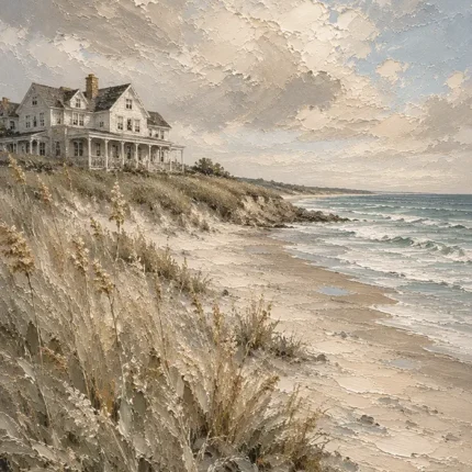 Beachfront Residence Coastal Wall Art Canvas Print