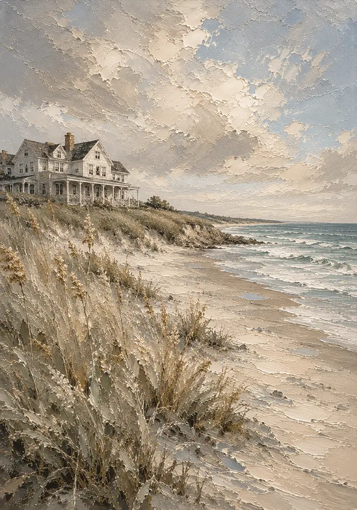 Beachfront Residence Coastal Wall Art Canvas Print