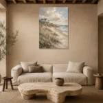 Beachfront Residence Coastal Wall Art Canvas Print presented in a sophisticated home setting