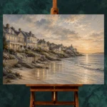Evening Coastal Village Coastal Wall Art Canvas Print - Image 2