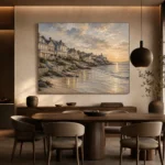 Evening Coastal Village Coastal Wall Art Canvas Print - Image 4