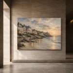 Evening Coastal Village Coastal Wall Art Canvas Print - Image 5