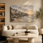 Evening Coastal Village Coastal Wall Art Canvas Print - Image 6