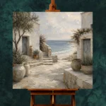 Whitewashed Coastal Courtyard Coastal Wall Art Canvas Print - Image 2