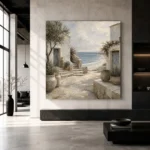 Whitewashed Coastal Courtyard Coastal Wall Art Canvas Print - Image 5