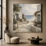 Whitewashed Coastal Courtyard Coastal Wall Art Canvas Print - Image 6