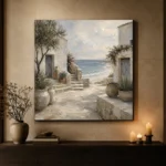 Whitewashed Coastal Courtyard Coastal Wall Art Canvas Print - Image 7