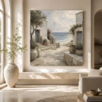 Whitewashed Coastal Courtyard Coastal Wall Art Canvas Print - Image 8