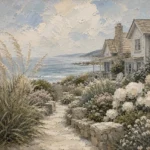 Seaside Garden Coastal Wall Art Canvas Print