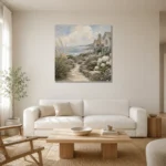 Seaside Garden Coastal Wall Art Canvas Print styled in a refined neutral interior