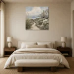 Seaside Garden Coastal Wall Art Canvas Print showcased in an elegant minimalist interior