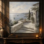 Oceanfront Terrace Coastal Wall Art Canvas Print - Image 4