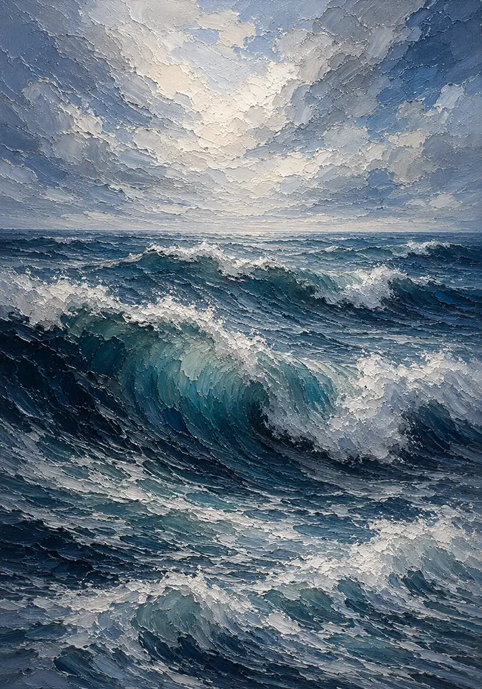 Deep Blue Rolling Ocean Wall Art Canvas Print