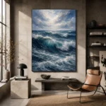 Deep Blue Rolling Ocean Wall Art Canvas Print - Image 3