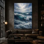 Deep Blue Rolling Ocean Wall Art Canvas Print - Image 4