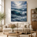 Deep Blue Rolling Ocean Wall Art Canvas Print - Image 7