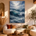 Deep Blue Rolling Ocean Wall Art Canvas Print - Image 8