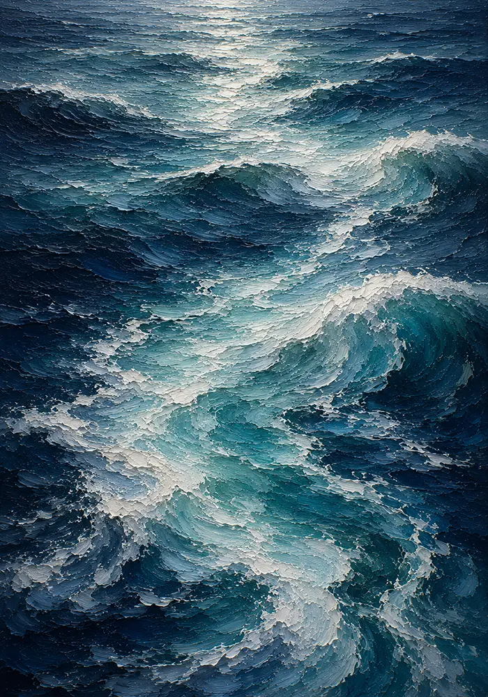 Serene Blue Ocean Currents Wall Art Canvas Print