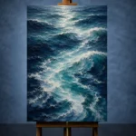 Serene Blue Ocean Currents Wall Art Canvas Print - Image 2