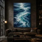 Serene Blue Ocean Currents Wall Art Canvas Print - Image 4