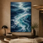 Serene Blue Ocean Currents Wall Art Canvas Print - Image 5