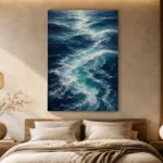 Serene Blue Ocean Currents Wall Art Canvas Print - Image 6