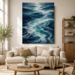 Serene Blue Ocean Currents Wall Art Canvas Print - Image 7