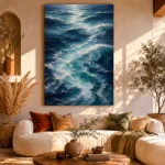 Serene Blue Ocean Currents Wall Art Canvas Print - Image 8